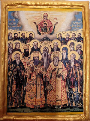 Council Holy Father Saints of Athos St. Mary Jesus Byzantine Greek Orthodox Icon
