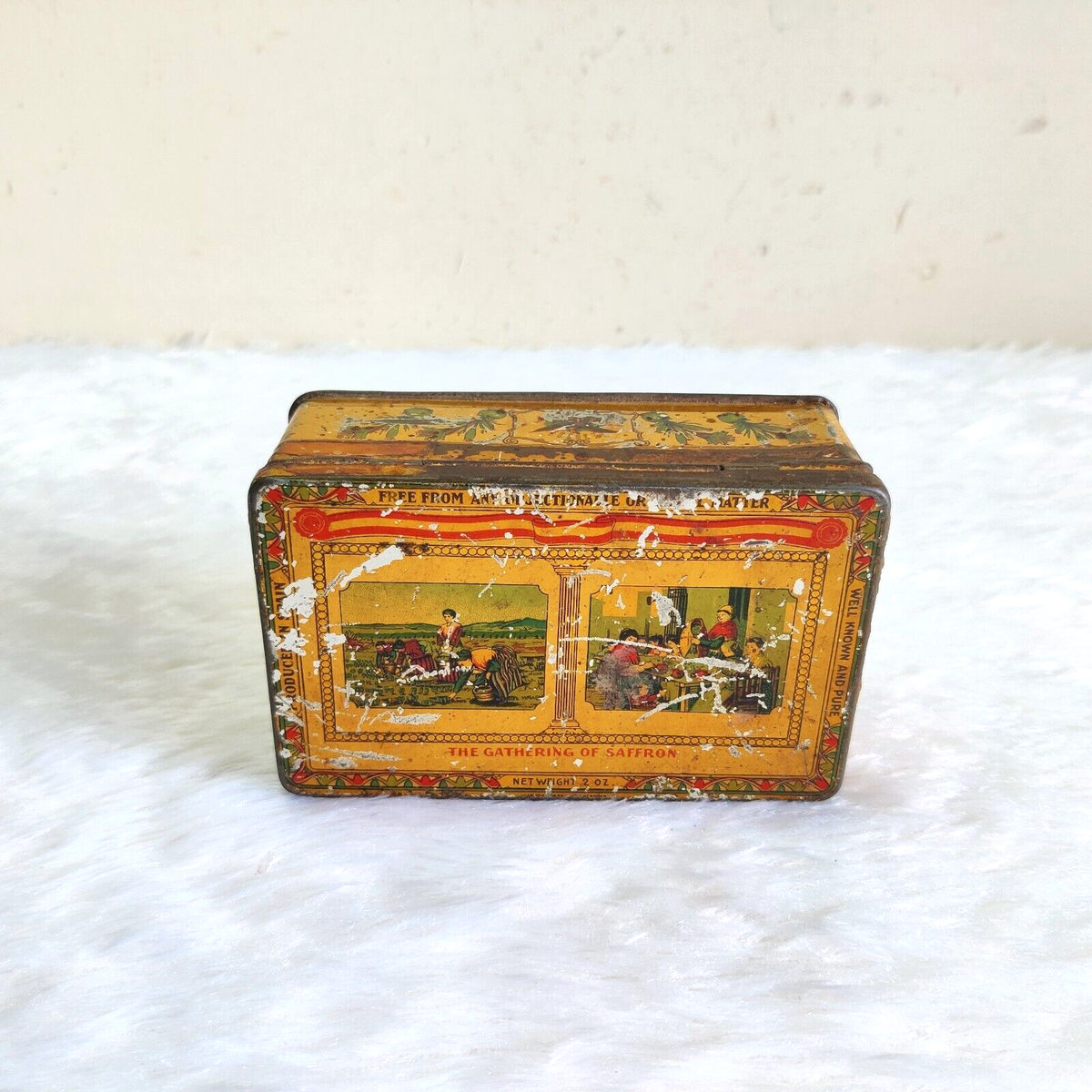 Vintage Gaiwala The Gathering Of Saffron Advertising Litho Tin Box