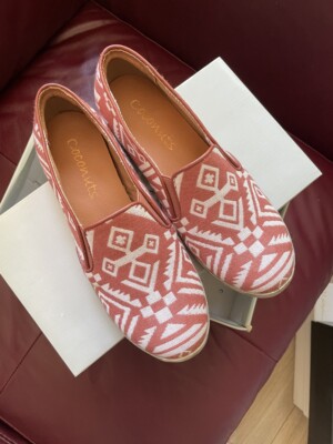 Auth. New/box Coconuts Canvas Rust Pattern Aging Treatment Flats Shoes us7