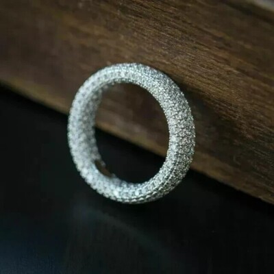 3Ct Round Cut Lab Created Diamond Women's Band Ring 14K White Gold Plated Silver
