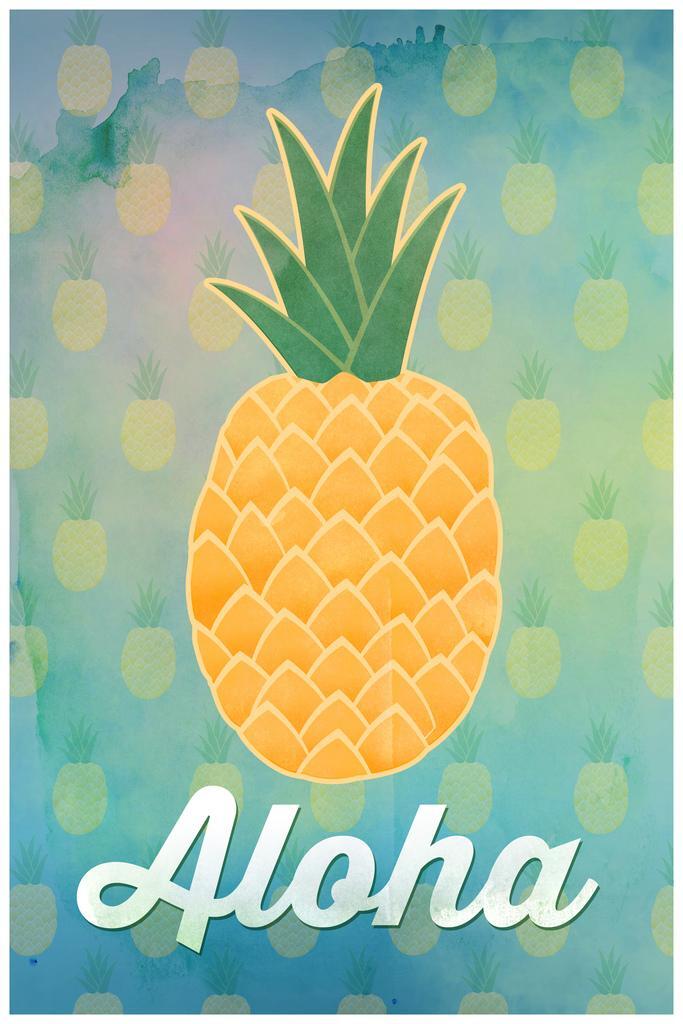 Aloha Pineapple Art Print Laminated Dry Erase Sign Poster 12x18
