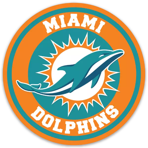 Miami Dolphins Logo Type with Dolphin & Sunburst NFL Die-Cut Round MAGNET |  eBay