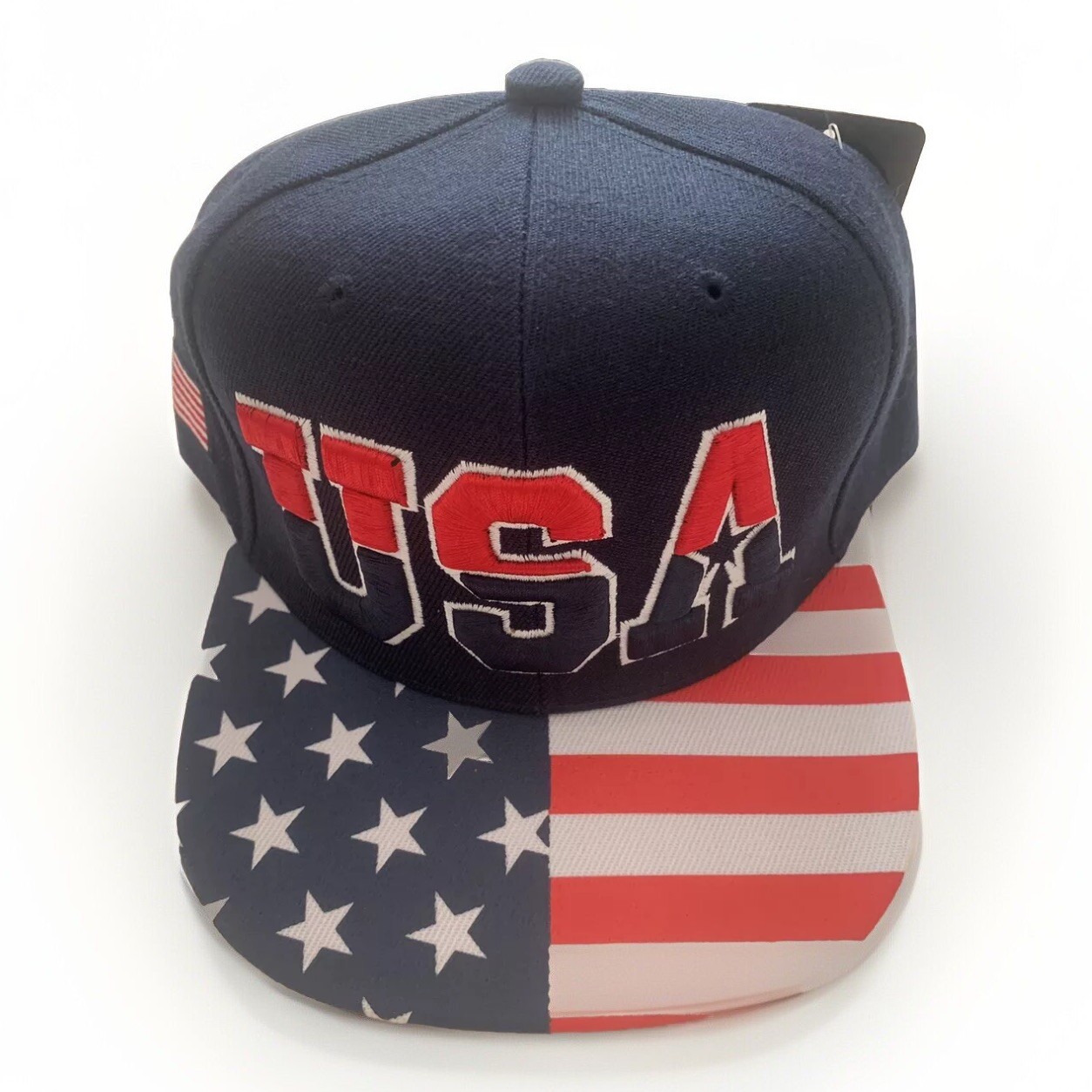 Baseball Cap USA Hat American Flag Embroidered Snapback Adjustable Flat Bill Men-image