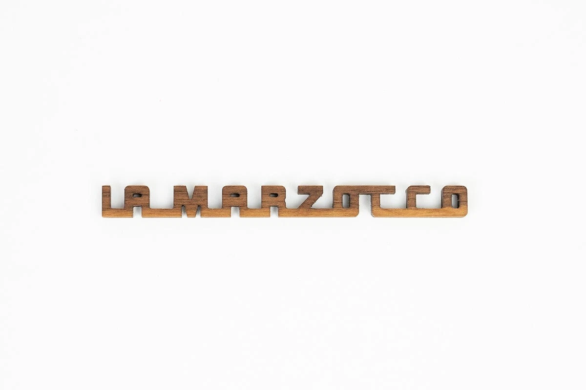 La Marzocco wood lettering magnetic walnut, mini logo