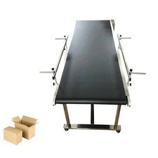 23.6"x59" Black PVC Belt Conveyor with Double Guardrails Adjustable Speed 110V