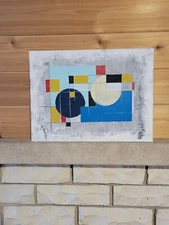 Mid Century Modern Abstract Vintage Brutalist Style Painting Modernist Original 