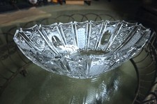 Bohemia Czech Crystal 15"Oblong Bowl, Hand Cut Queen's Lace 24 Lead Glass Bowl