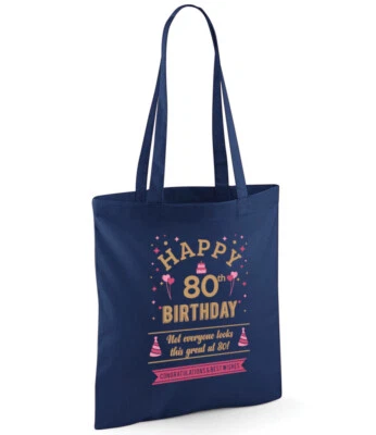 80th Birthday Gift Bag Age 80 Gift Idea Foldable Happy Birthday Present Keepsake - Image 1 of 4