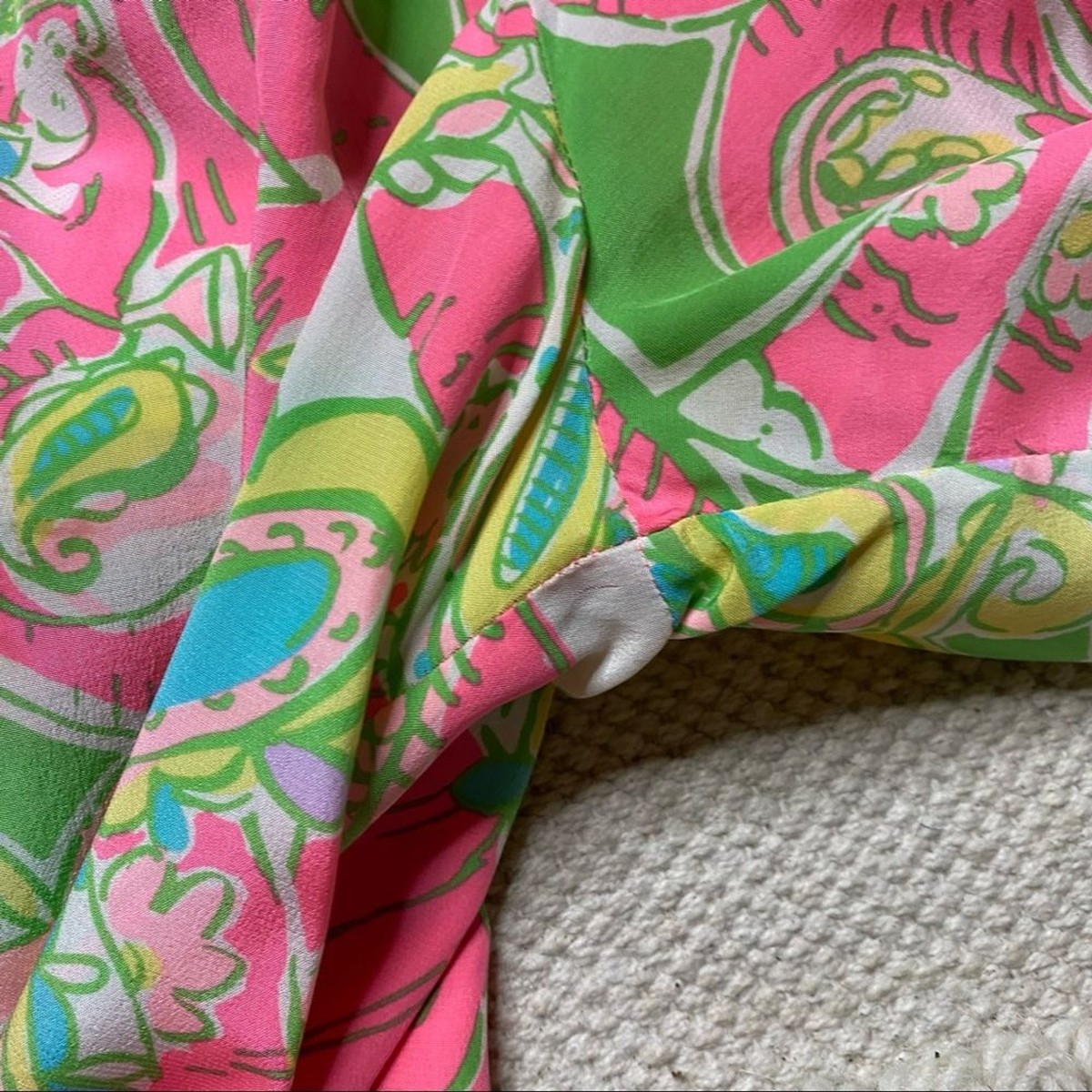 LILLY PULITZER multi Chin Chin Elsa silk blouse top M View 5