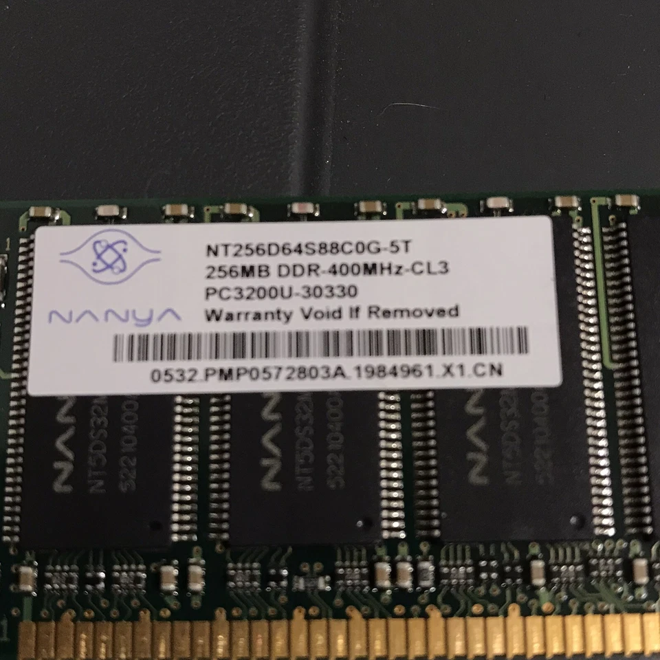 NANYA NT256D64S88COG-5T   256MB RAM MEMORY  DDR 400MHz CL3 PC3200U-30330 - Image 4 of 4