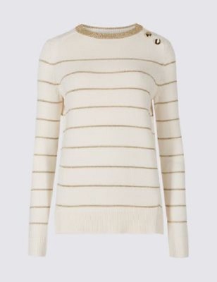 Lurex Gold Stripe Cotton Rich Jumper 