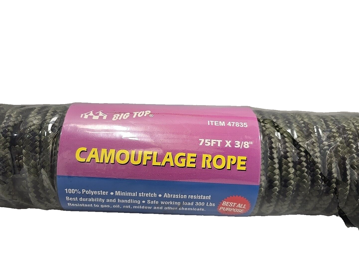 Big Top Camouflage Rope 75ftx3/8