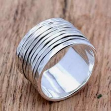Solid 925 Sterling Silver Women Ring Handmade Spinner Thumb Ring All Size SI05