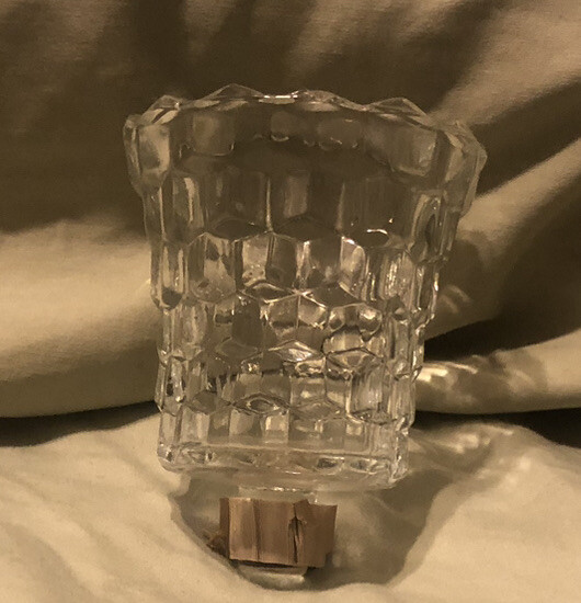 Clear Cubist Pressed Glass Pegged Votive Cup Candle Holder Homco Home