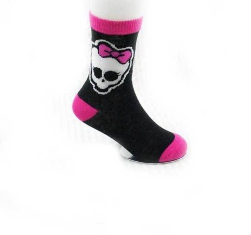Monster High Child Kid Girl Cotton Knee Ankle Socks 4-8 y Pink Black White - Picture 6 of 11
