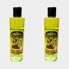 2PACK- SANTA MUERTE ABRE CAMINOS Agua Espiritual Limpias Baños Atrae Dinero 8oz