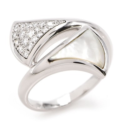 BVLGARI Diva Dream Ring K18WG MoP Pave Diamond P0012694 | eBay 