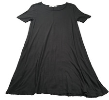 Ann Taylor LOFT Womens T-Shirt Dress Sz XS Black Stretch Round Neck Short Sleeve