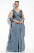 NEW ADRIANNA PAPELL Evening Chiffon Gown with Wrap DRESS GOWN Size 8 NORDSTROM