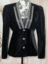 Yvette Creation De La Mode Paris Black Velvet Special Occasion Jacket Size 38