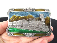 VTG 1984 Siskiyou Railroad  Train Enameled Belt Buckle Fits 1.75" Belt