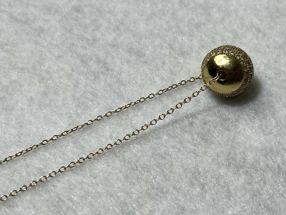 Collar de plata de ley 925 de colección y colgante de bola redonda de circonita cúbica transparente GP Foto 3 de 4