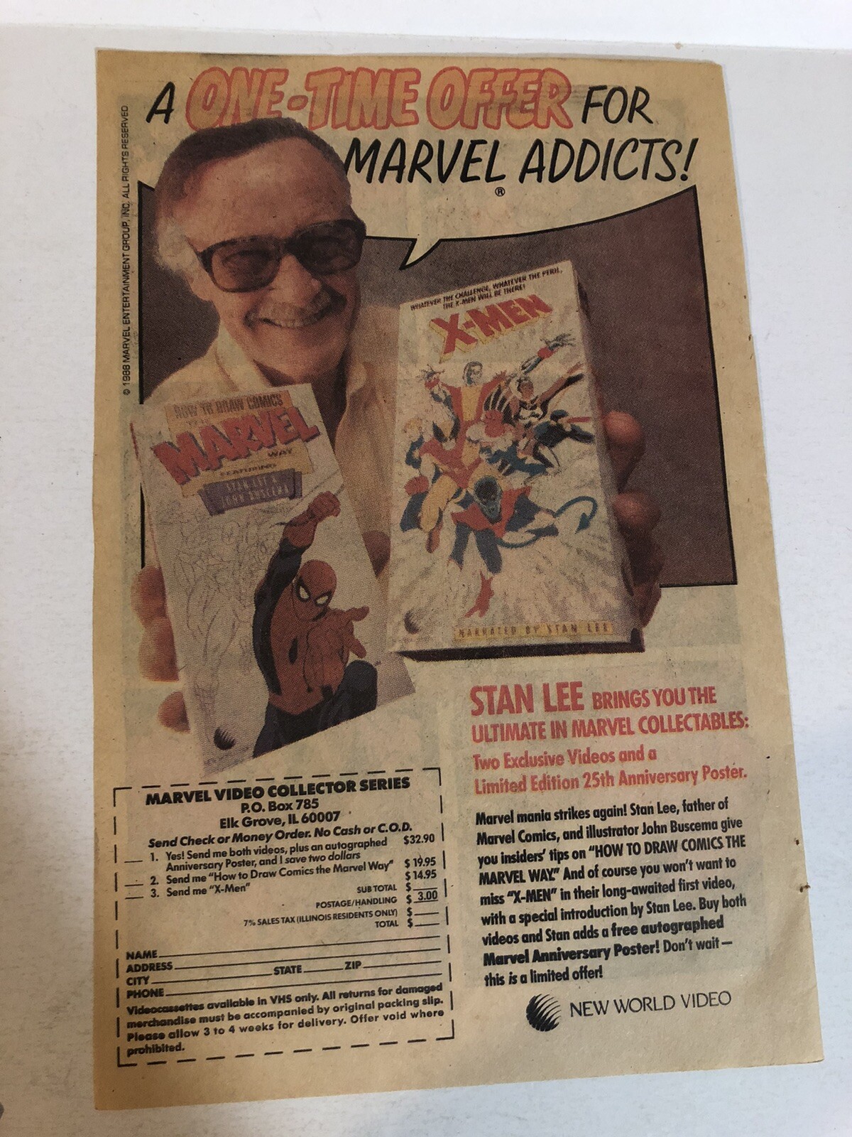 1988 Stan Lee Marvel Collection Print Ad Advertisement pa21
