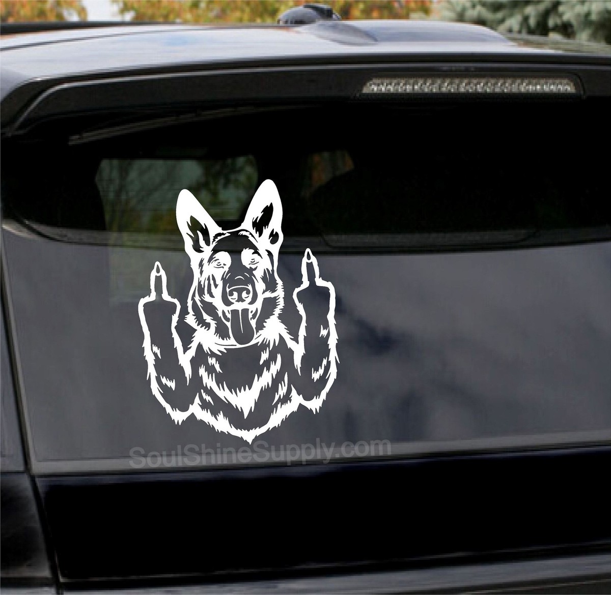 Middle Finger German Shepherd Vinyl Decals Skeleton Middle Finger