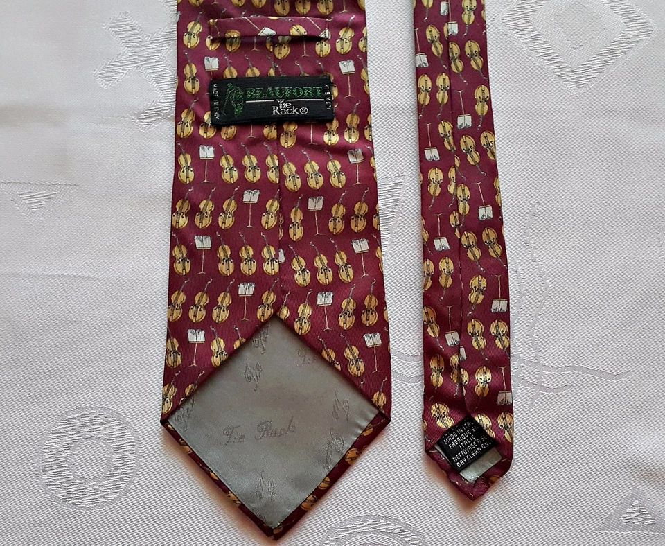 CORBATA DE HOMBRE VINTAGE AUTÉNTICA BEAUFORT CONTRABAJO SEDA ROJA VINTAGE Foto 4 de 4