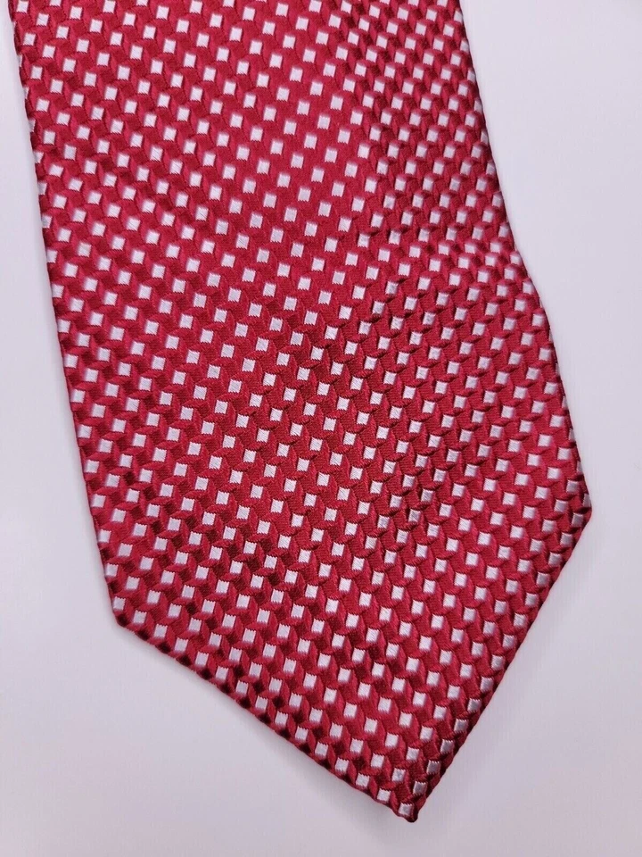 Jones New York 男式正式领带 57 英寸 Lx3.25 英寸宽红色/银色领带 — 第 2/4 张图片