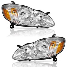 Pair Headlights Assembly For 2003-2008 Toyota Corolla Chrome Headlamps Lrused