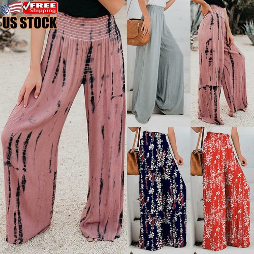 Wide Leg Trousers Ladies Baggy Harem 