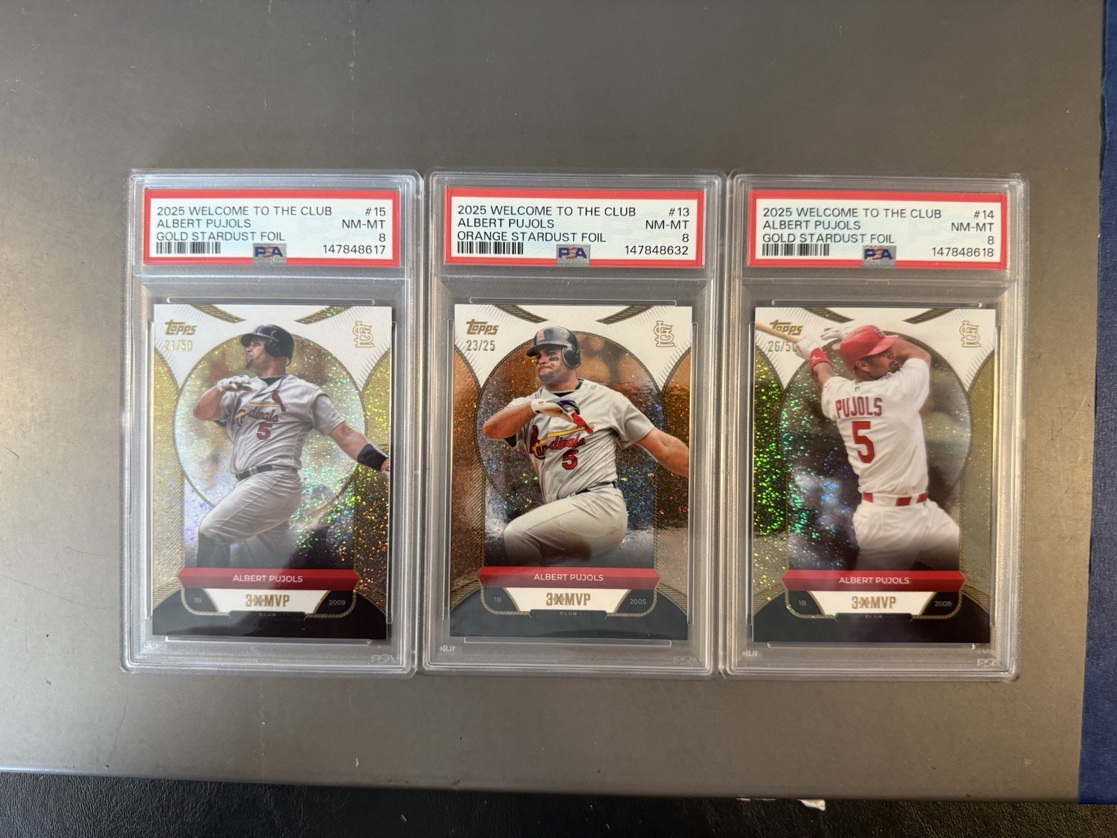 2025 Topps Welcome To The Club Albert Pujols PSA Lot Stardust /25 /50 Cardinals view 1