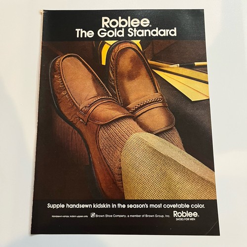 1978 Roblee Shoes For Men Print Ad Original Brown Shoe Company Gold Standard