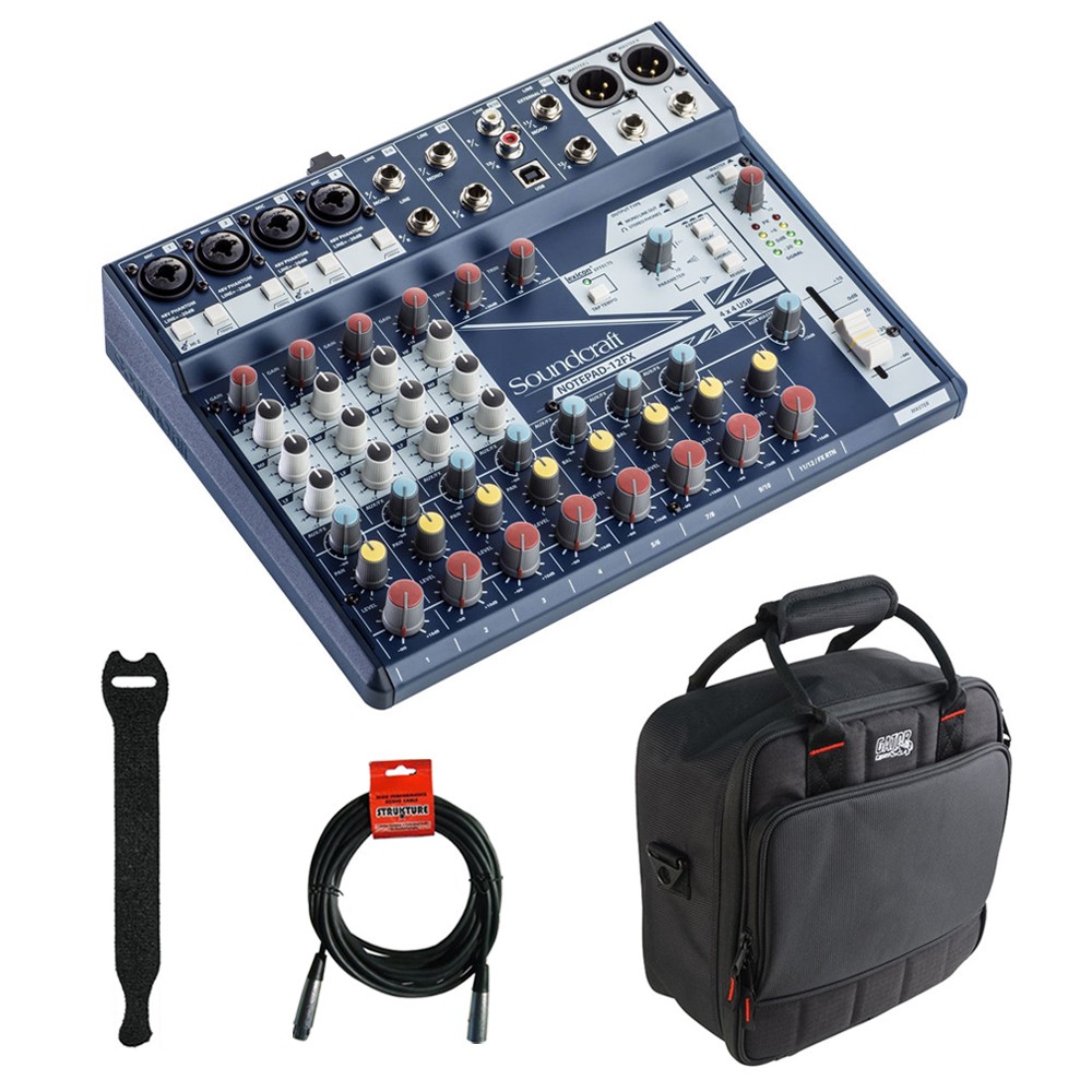 Soundcraft Notepad-12FX Analog Mixing Console w Mixer Bag Straps - Cable 43190₽