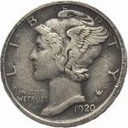 1920-D Mercury Silver U.S. Dime, Original Uncleaned, VF Condition