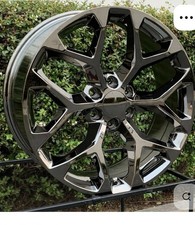 24 Black Chrome Pvd Snowflake Wheels 24x10 24 6x5.5 Fits Chevy Gmc 1500 Set