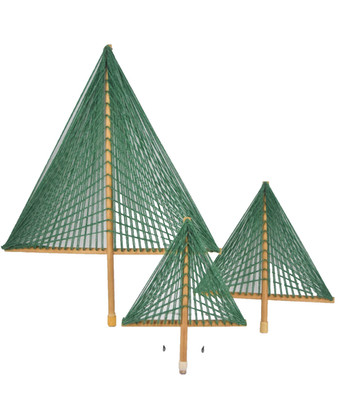 String Art Christmas Trees Set of 3 Vintage Wall Art Green Yarn 17.25'' & 8.25''