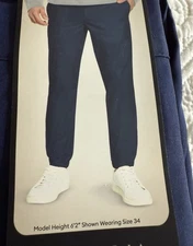 New Banana Republic Men's Motion Tech Hybrid Pant Slim Fit Water Repellent Blue