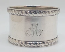 Antique Sheffield Sterling Silver Napkin Ring "M" or "W" initial, dated 1900