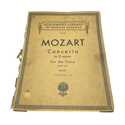 Vintage G Schirmer Mozart Concerto D Minor K466 2-Piano Vol 661 Yellow Score