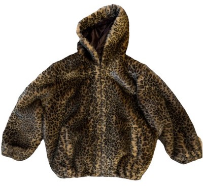 Fabulous Furs Donna Salyers Leopard Faux Fur Coat Bomber Jacket Animal Print XL