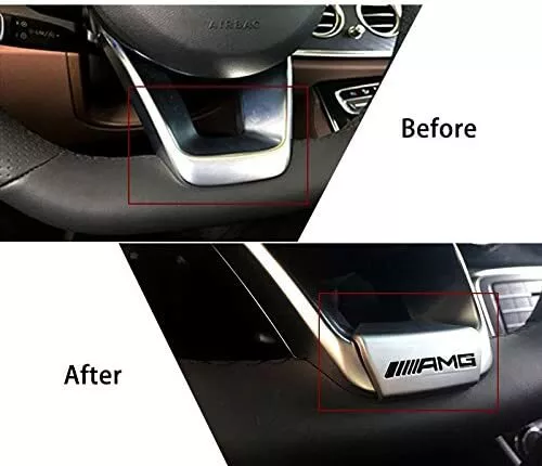 AMG Steering Wheel Emblem Decal – Glossy Black Logo Badge Sticker For Car Interior