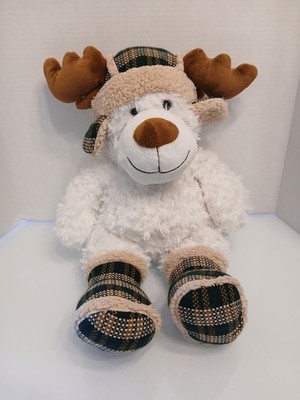 Dan Dee 2012 White Plush Reindeer Collectors Choice Plaid Hat And Winter Boots