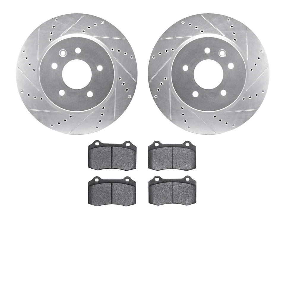 For Jaguar XKR 00-06 R1 Concepts Drilled & Slotted Rear Brake Kit w Optimum Pads Foto 2 de 3
