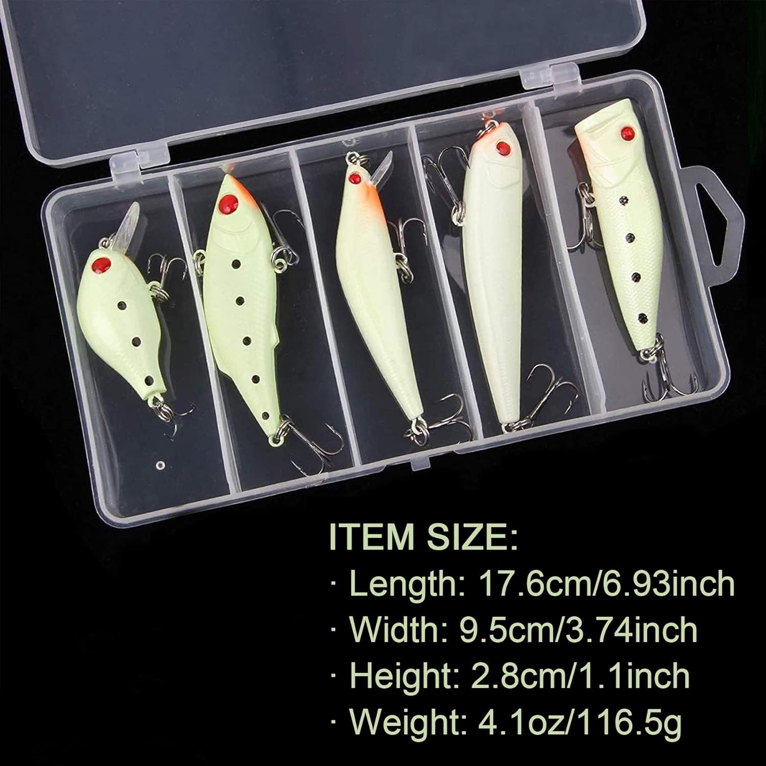 5pcs Minnow Crankbait Luminous Fishing Lures Set with Box Glow Fishing Bait