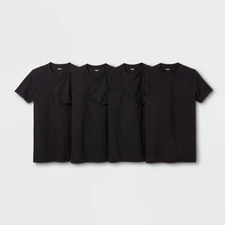 Men's Short Sleeve 4pk Crew Neck T-Shirt - Goodfellow & Co™ Black S: Cotton