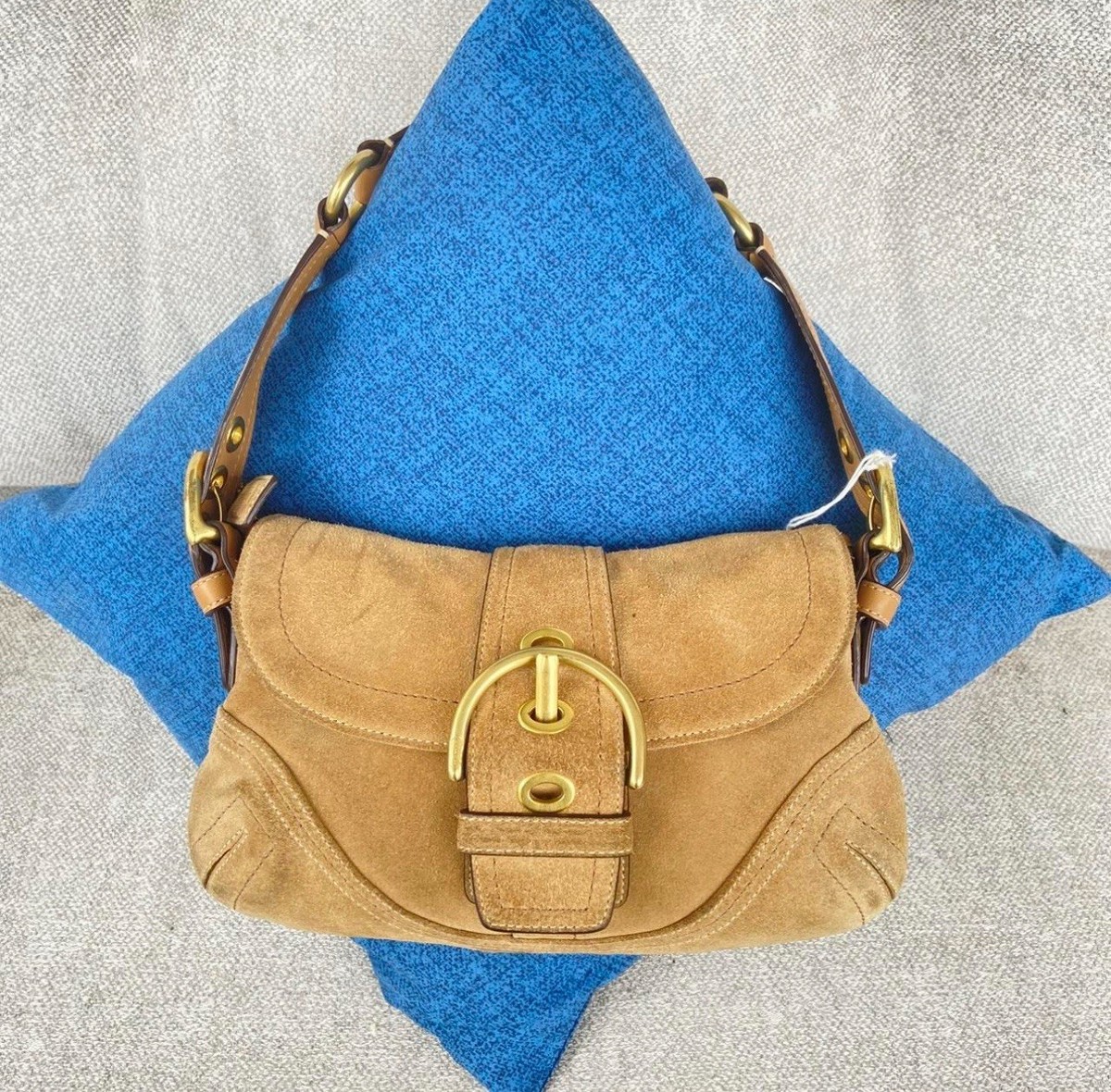 バッグ COACH SOHO Handbag shoulderbag suede Y2K Vintage Y2K Coach Suede Soho Boho Beige Shoulder Handbag