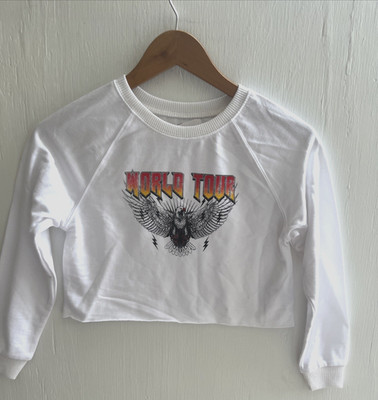 PRINCE PETER World Tour Eagle Print Cropped Sweatshirt Top GIRL Size M NWT