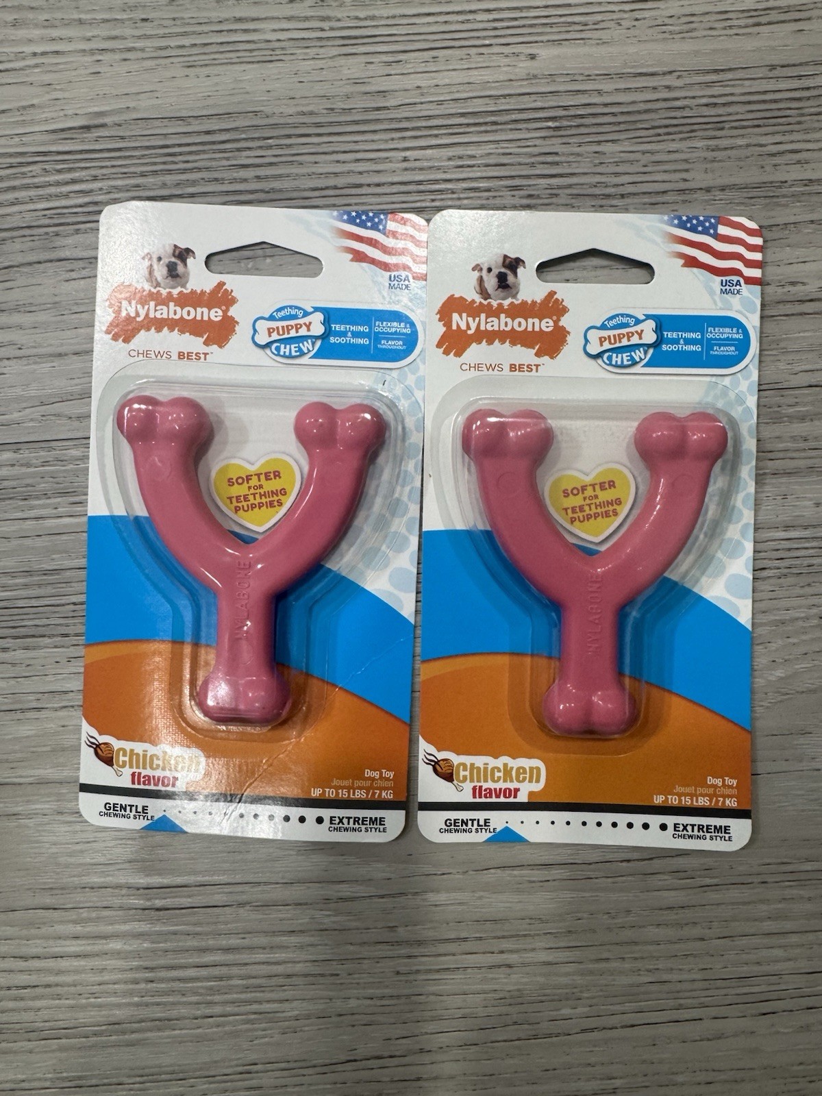 2 Nylabone Soft WishBone Pup Chew Bone Princess Pink & Princ